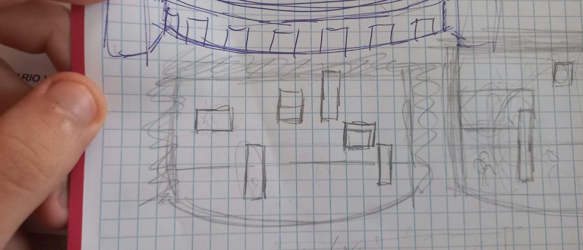 Boceto a mano del diseño de la escenografía